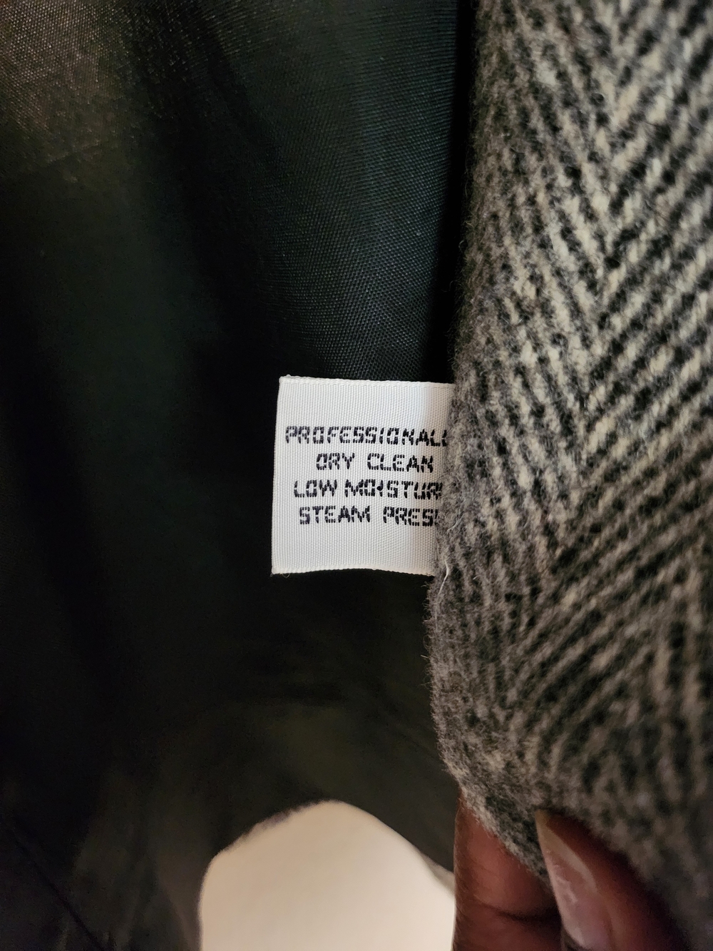 Vintage Sy's Place Div of Herman Kay Gray Herringbone Wool Car Coat - Picture 6 of 6